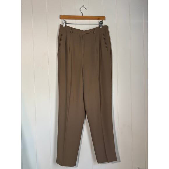 Max Studio Trousers Pleated Brown Dress Pants Size 11/12 - Picture 1 of 10